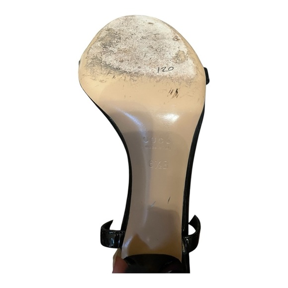 EUC GUCCI Sand Pelle Vernice Soft Metal Sandal - Picture 3 of 5